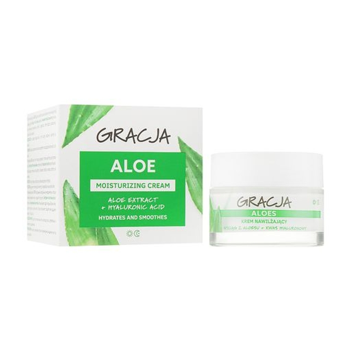 Зволожувальний крем для обличчя Gracja Aloe Moisturizing Cream з екстрактом алое та гіалуроновою кислотою, 50 мл
