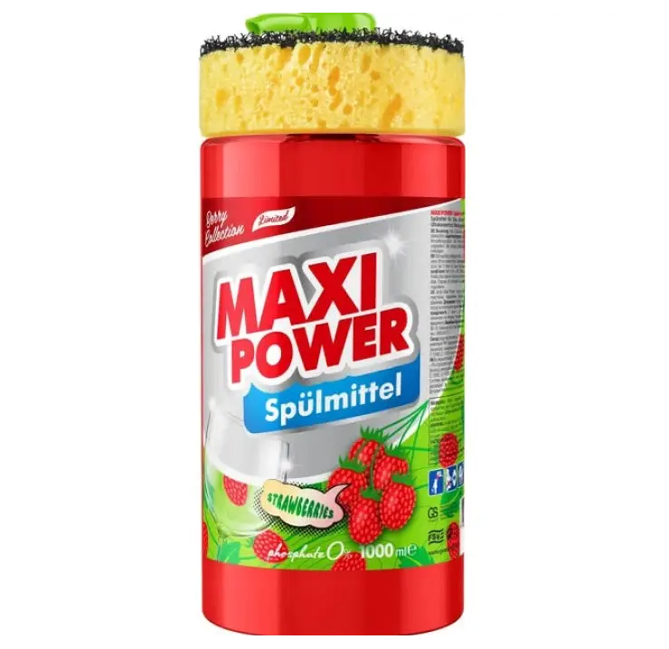 Засіб для миття посуду Maxi Power Суниця, 1 л