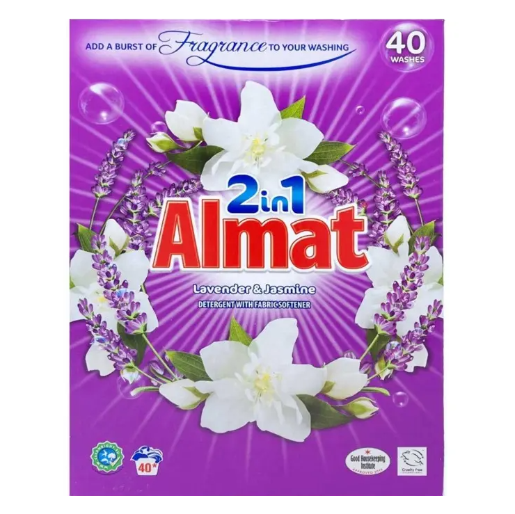 Пральний порошок Almat 2 в 1 лаванда та жасмин, 2,6 кг (40 прань)