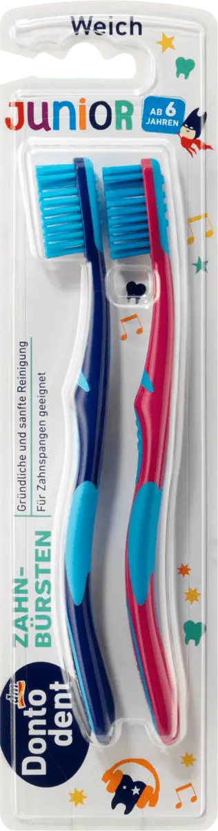 Зубна щітка для підлітків 6+ Dontodent Junior 6+ 2 шт