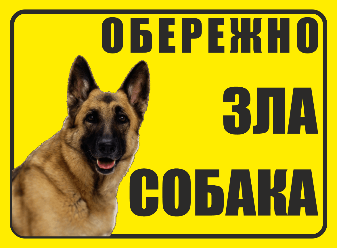 Табличка "Обережно зла собака" (200x150 мм)