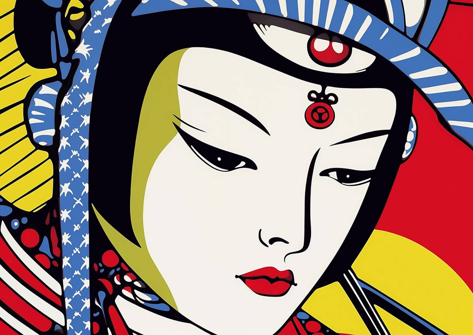 Japanese woman, 30x42 cm original acrylic painting on paper