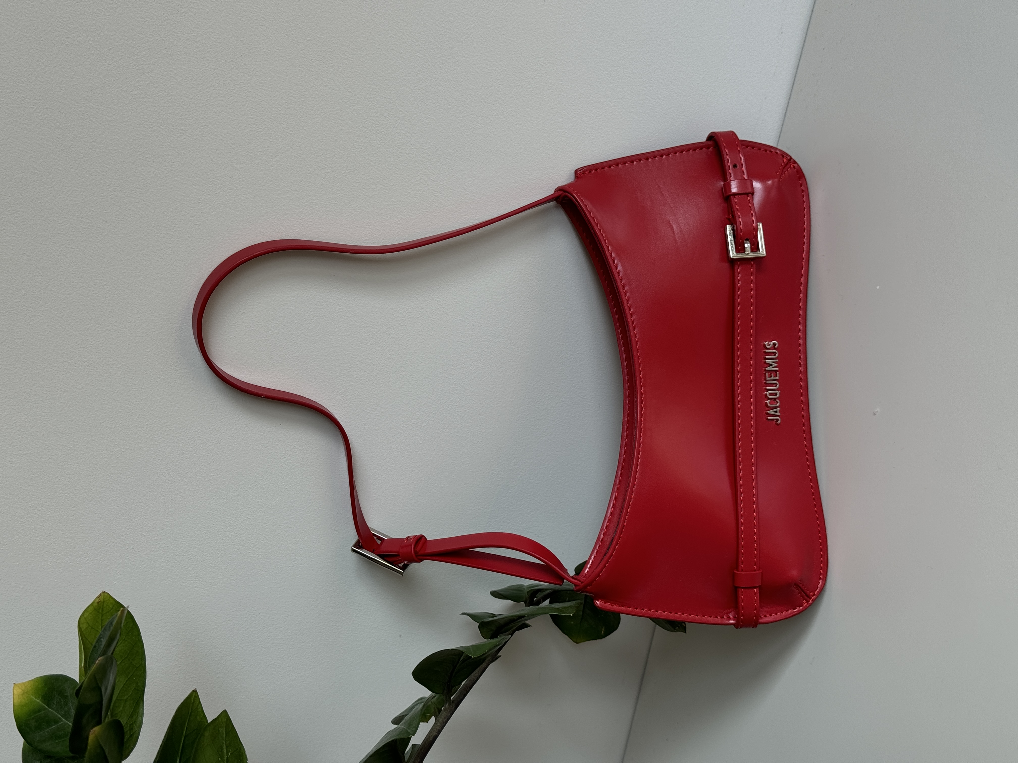 Jacquemus Le Bisou Ceinture Leather Shoulder Bag in Red