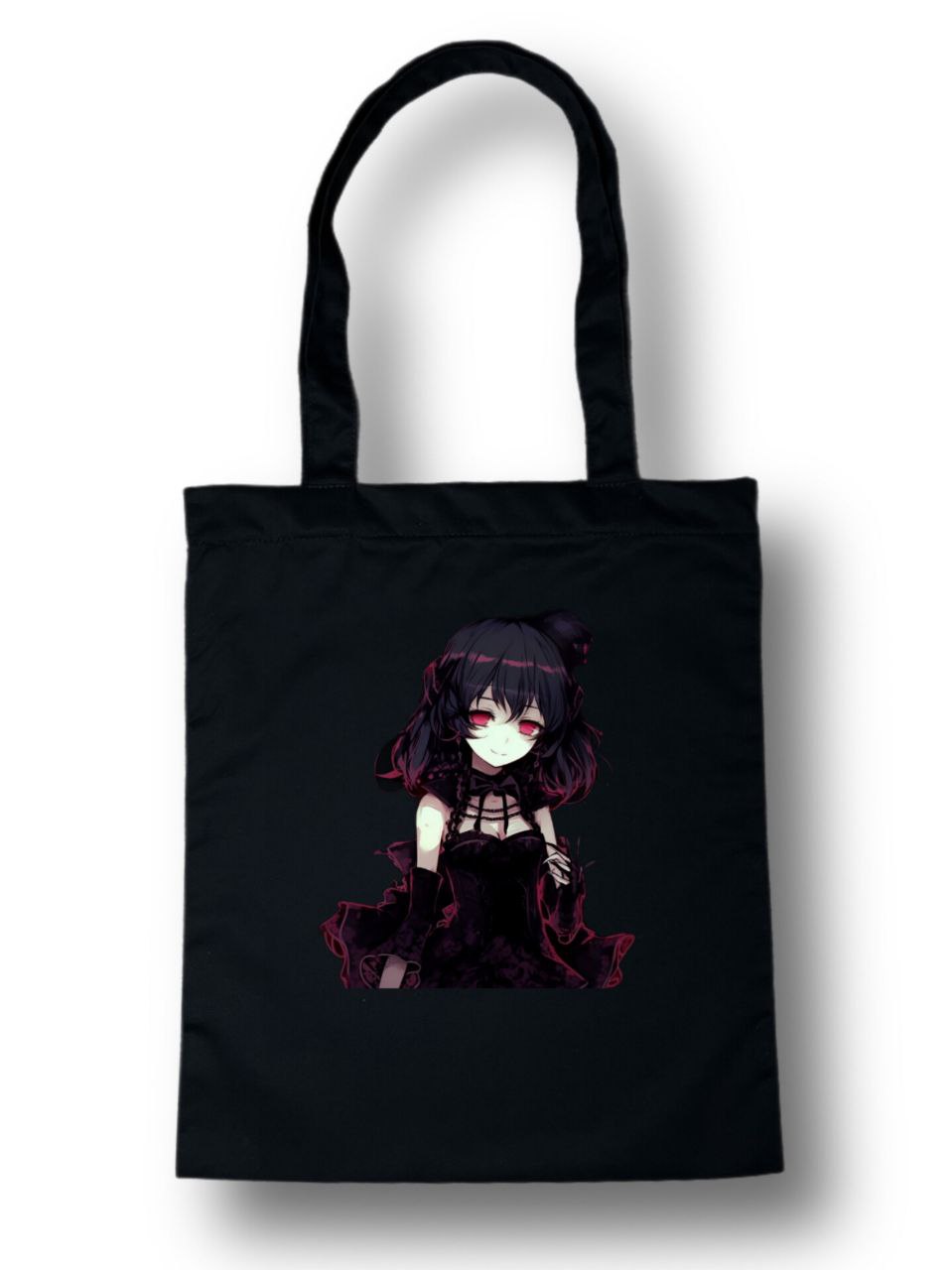 Шопер чорний класичний з принтом "АНІМЕ ДІВЧИНКА 1"