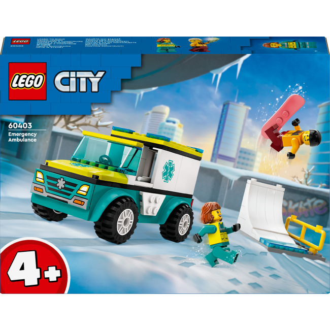 Конструктор LEGO City Карета швидкої допомоги й сноубордист (60403)