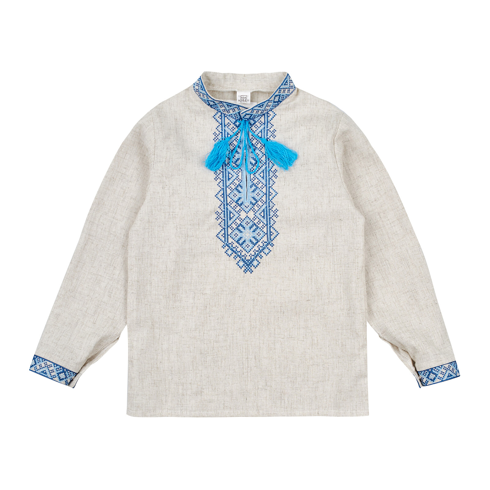 Вишиванка для хлопчика з синьо-блакитною вишивкою