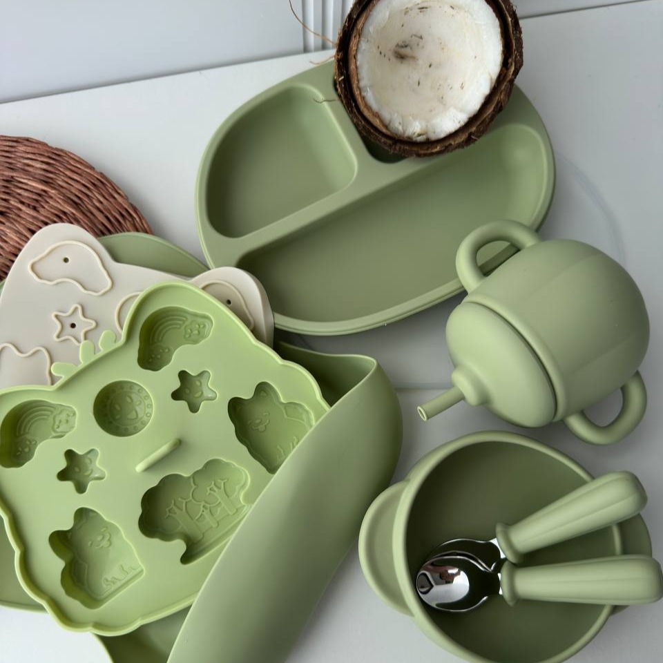 Набір посуду "Гарбузик" 6 позицій Оливка