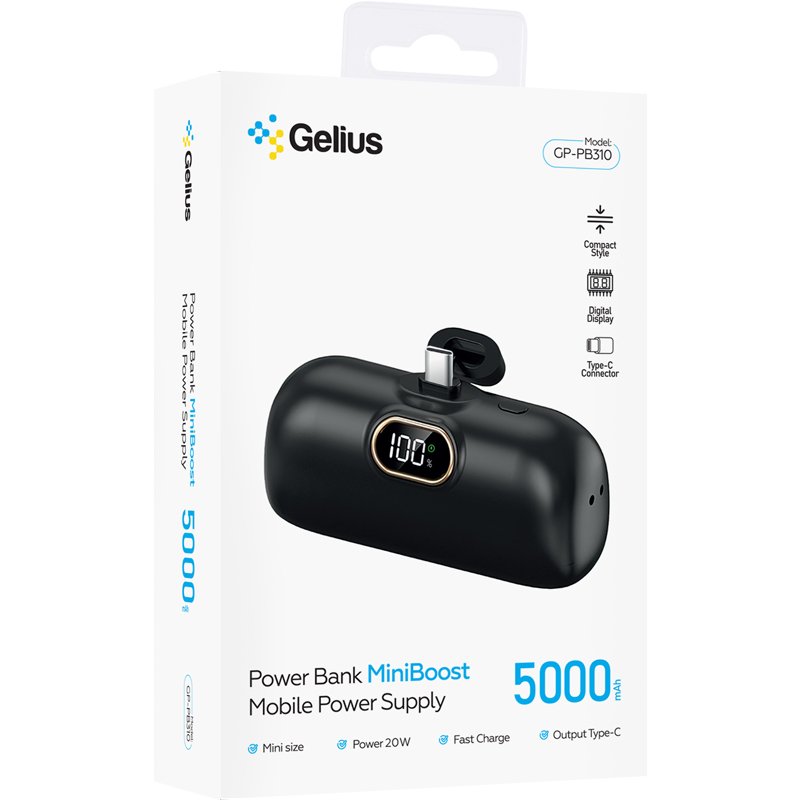 Повербанк Gelius MiniBoost GP-PB310 5000mAh 20W Black