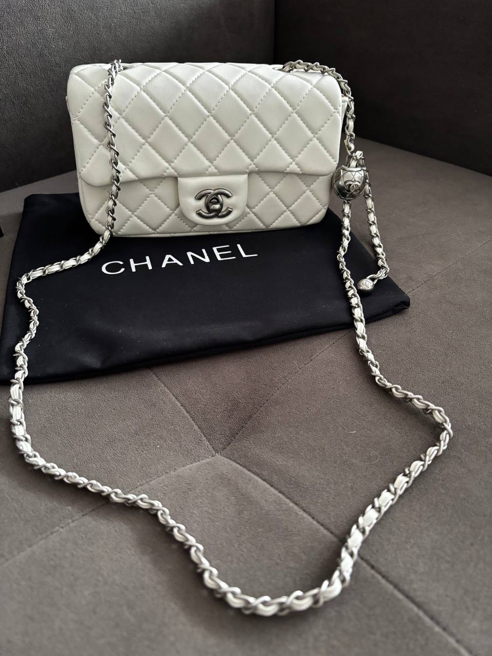 Chanel Classic 1.55 Small Single Flap in Beige/Silver