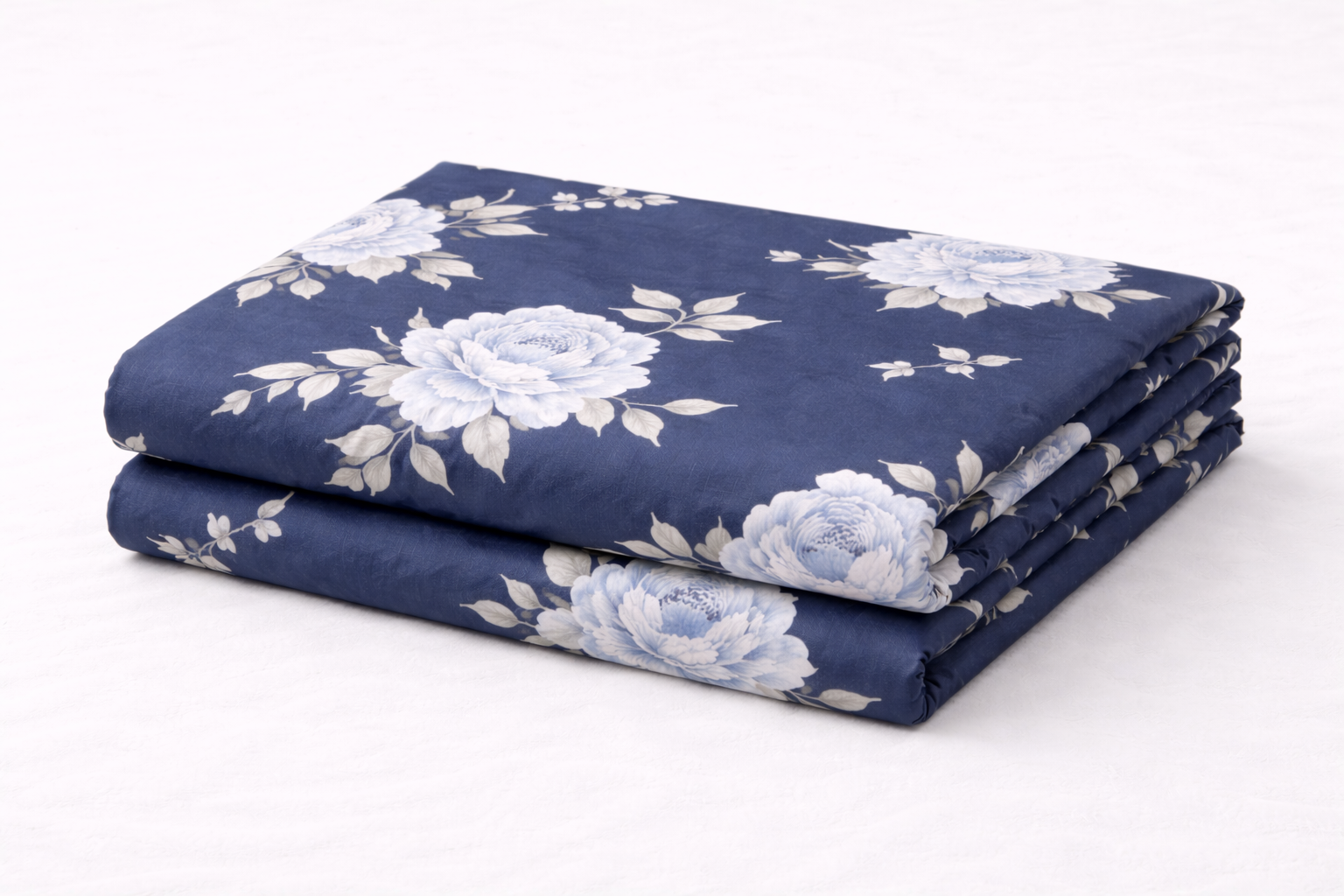 Простирадло ранфорс принт без гумки  "Блакитні квітки на синьому"