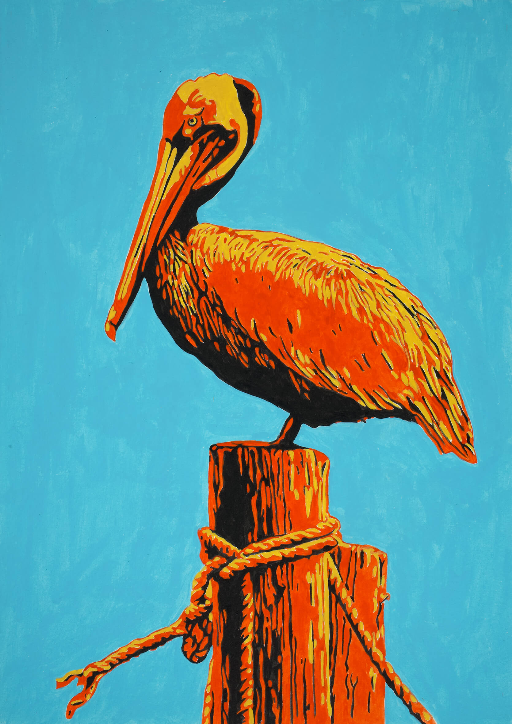 Pelican, 30x21 cm original acrylic painting on paper