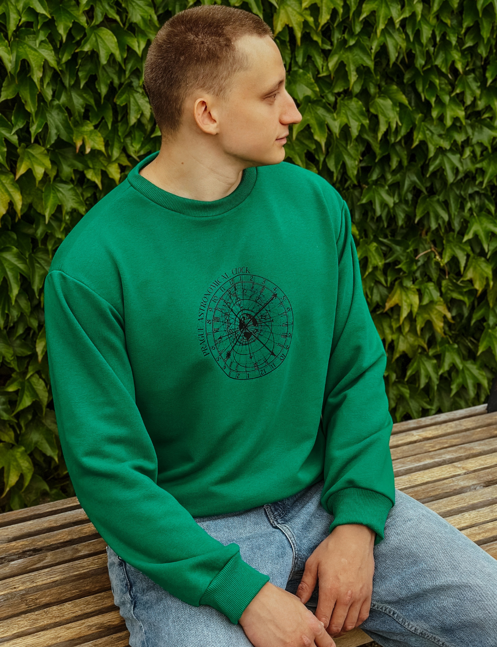Unisex cotton sweatshirt with unique Prague print