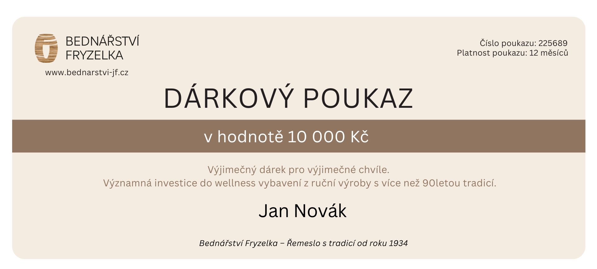 Dárkový poukaz v hodnotě 10 000 Kč