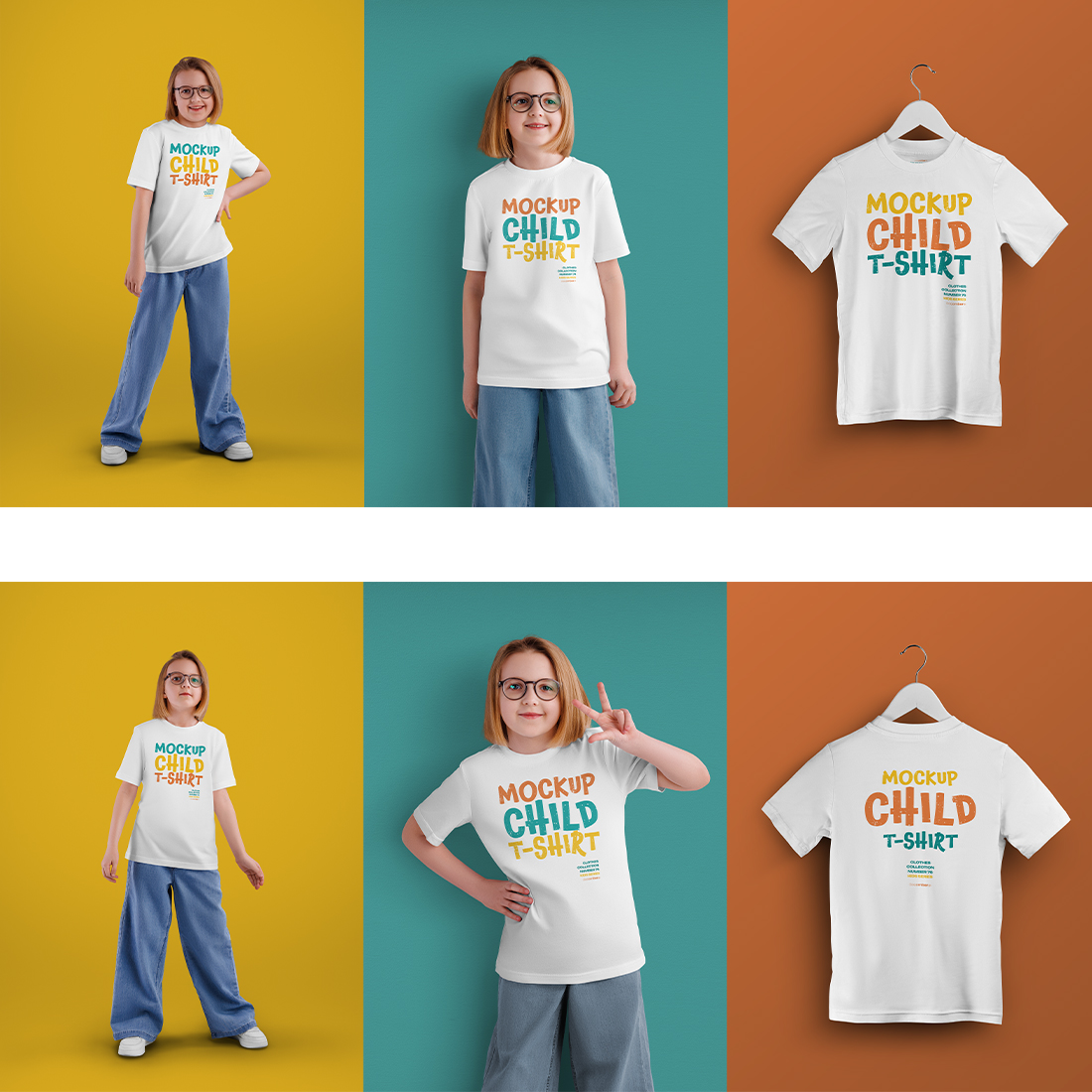 12 Mockups of a Children's T-shirt in Different Styles