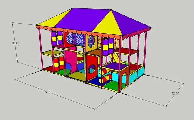 Дитячий лабіринт Супротив 5,9х 3,16 х 3 (без даху) з батутом