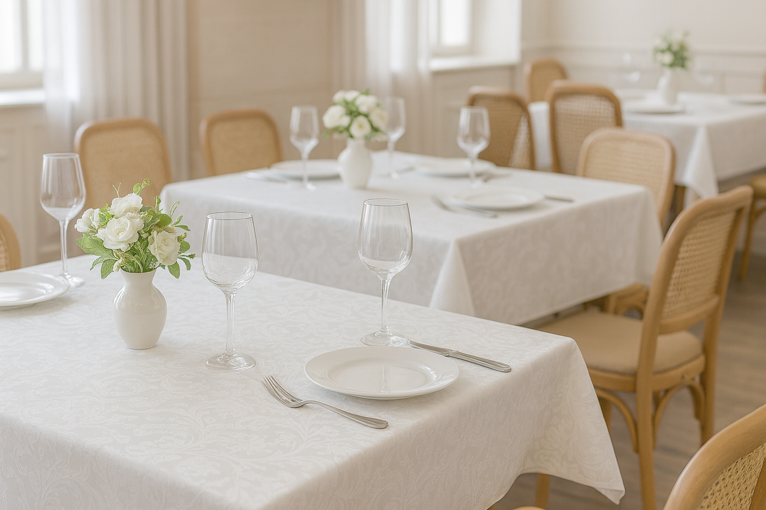 Скатертина для ресторану, кафе "Біла перлина "