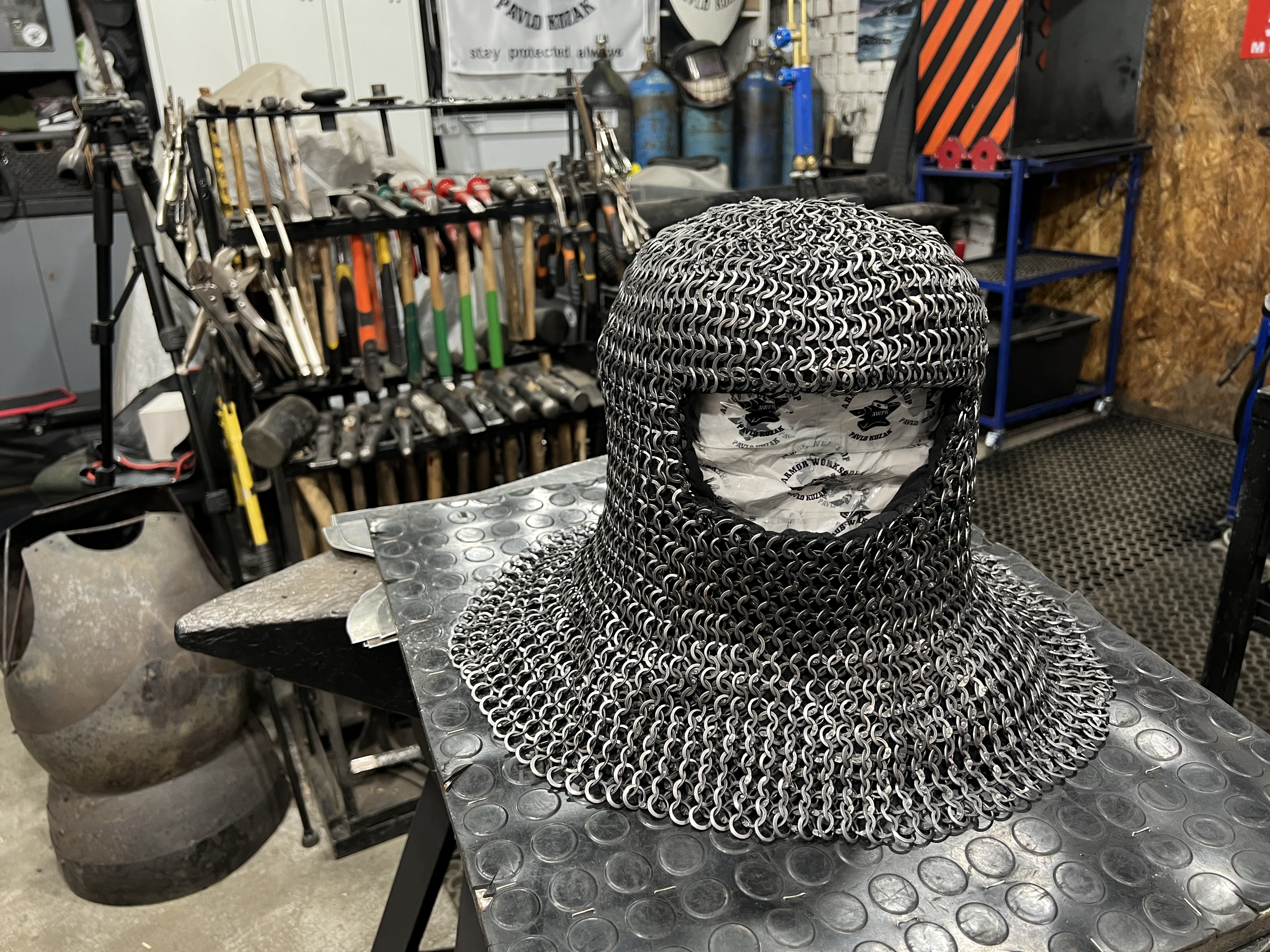 Steel chain mail hood