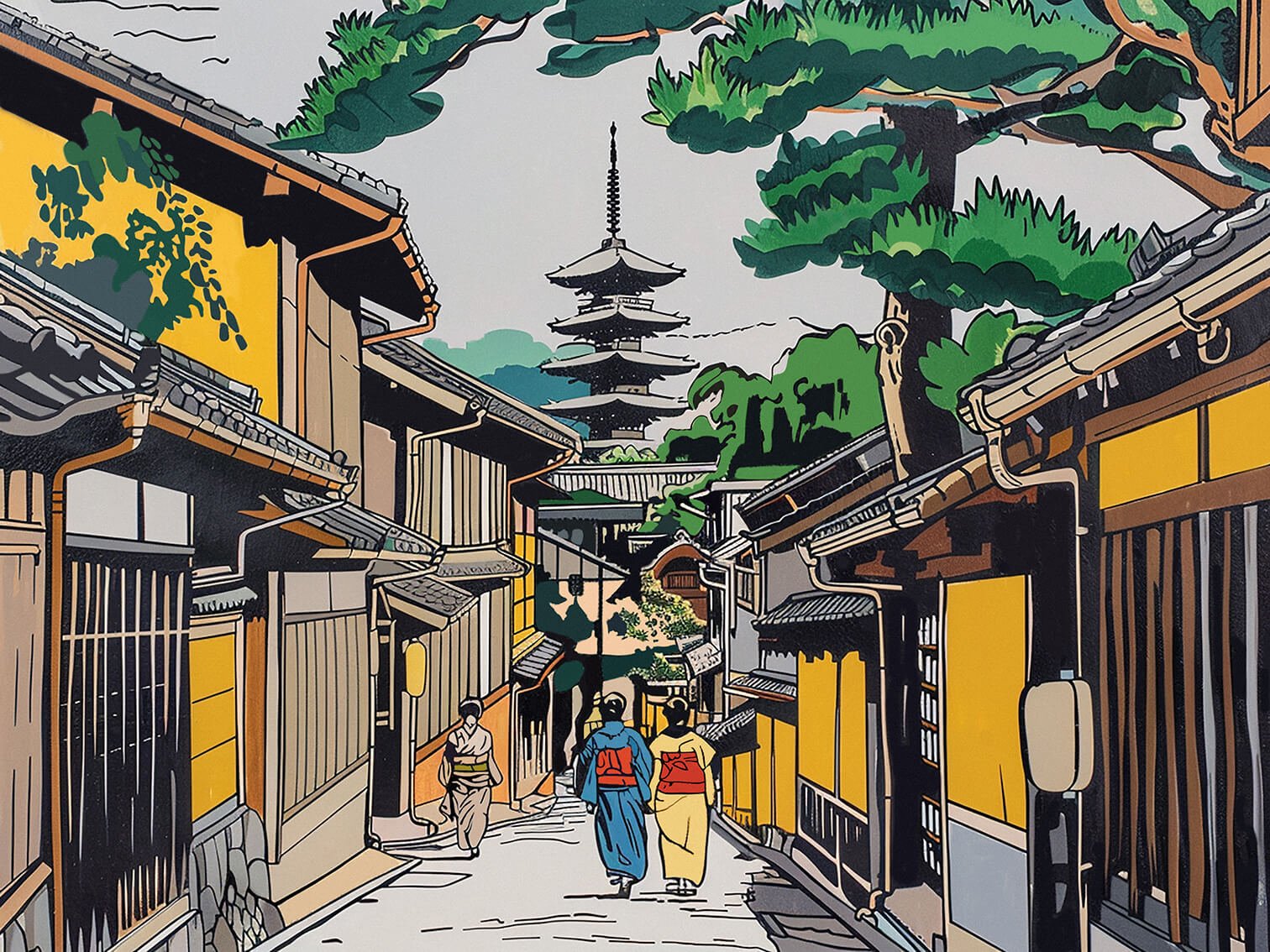 Street of old Kyoto, 60x80 cm, painting on canvas