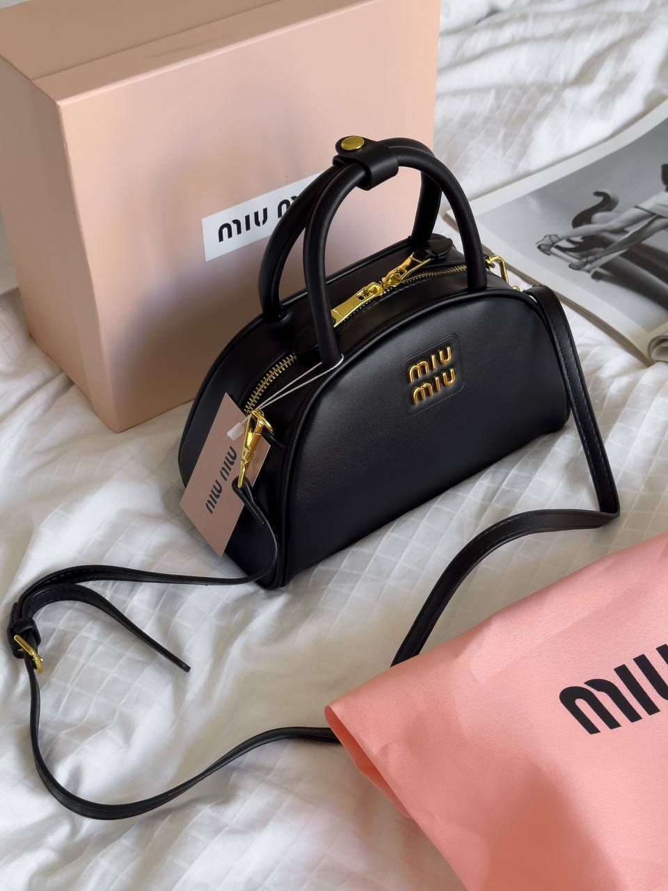 Miu Miu Leather Top-Handle Bag Black