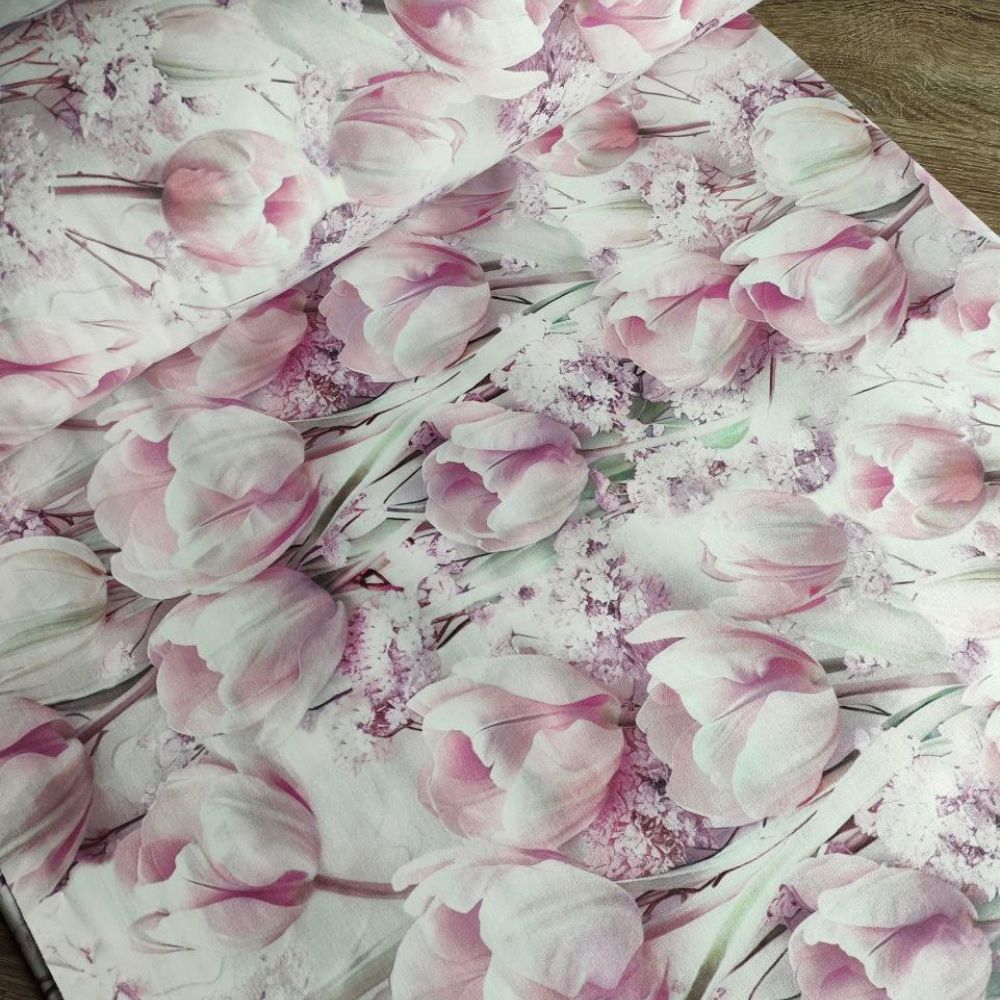 Тканина Ранфорс Digital print -Бузковий тюльпан