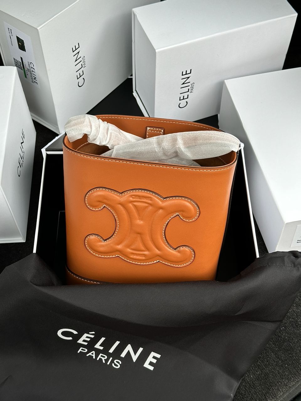 Celine Small Bucket Cuir Triomphe In Smooth Calfskin Tan Brown