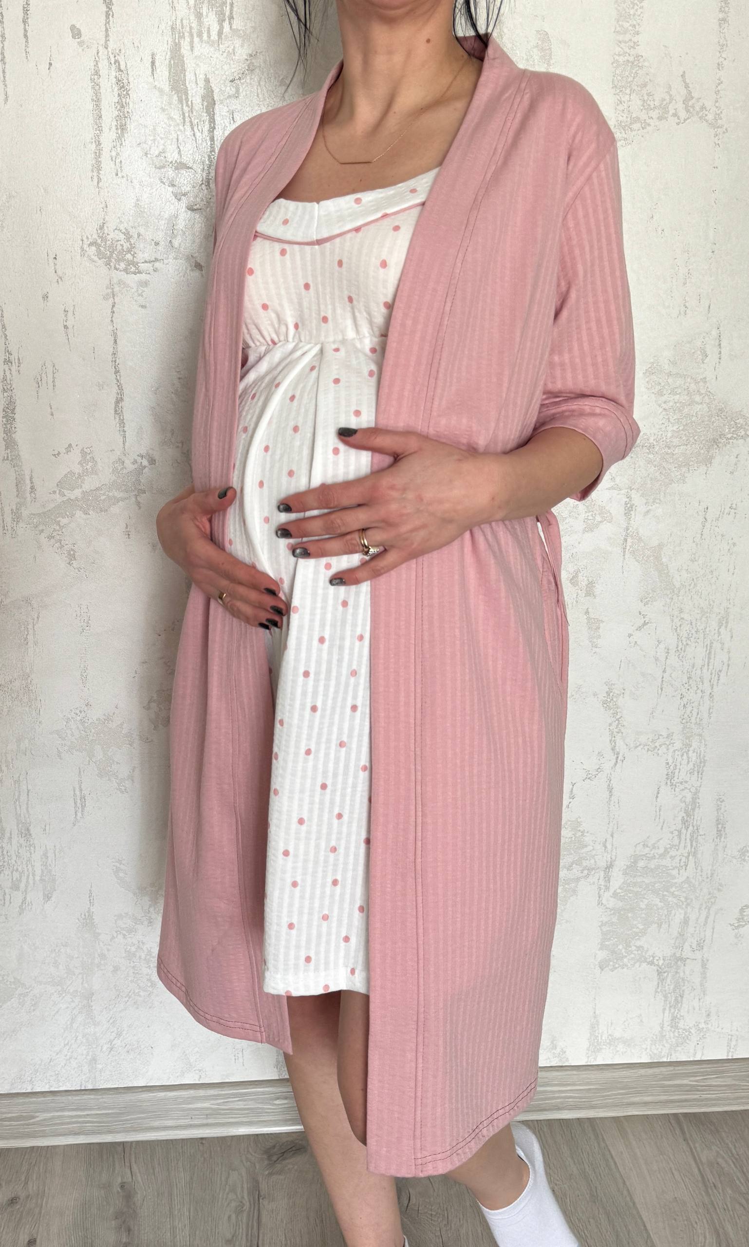 Комплект для майбутньої мами: халат + нічна сорочка з кліпсою для годування