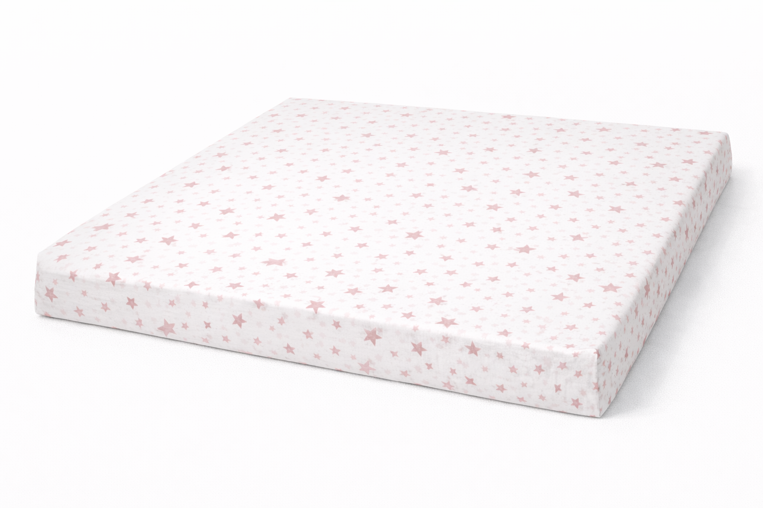 Простирадло ранфорс принт без гумки "Рожеві зірки на білому"