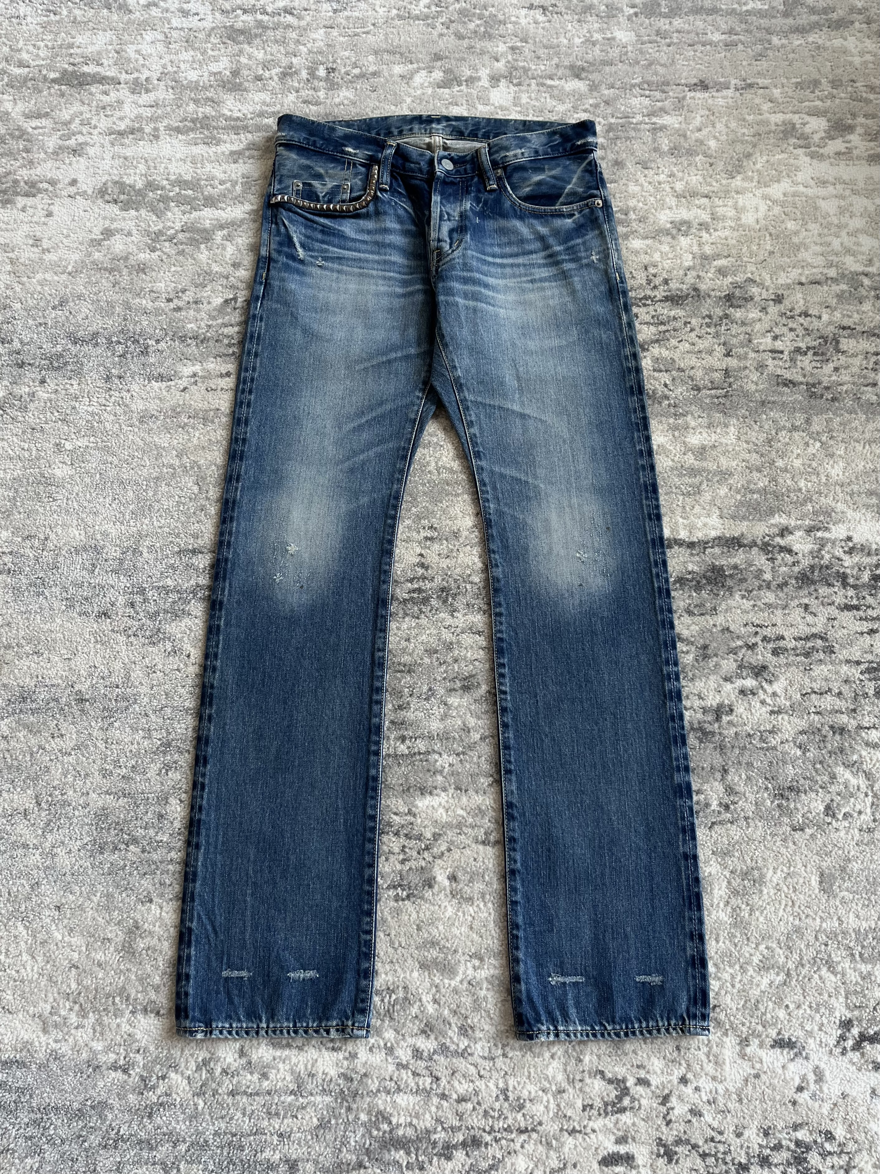 hysteric glamour blue washed studded jeans