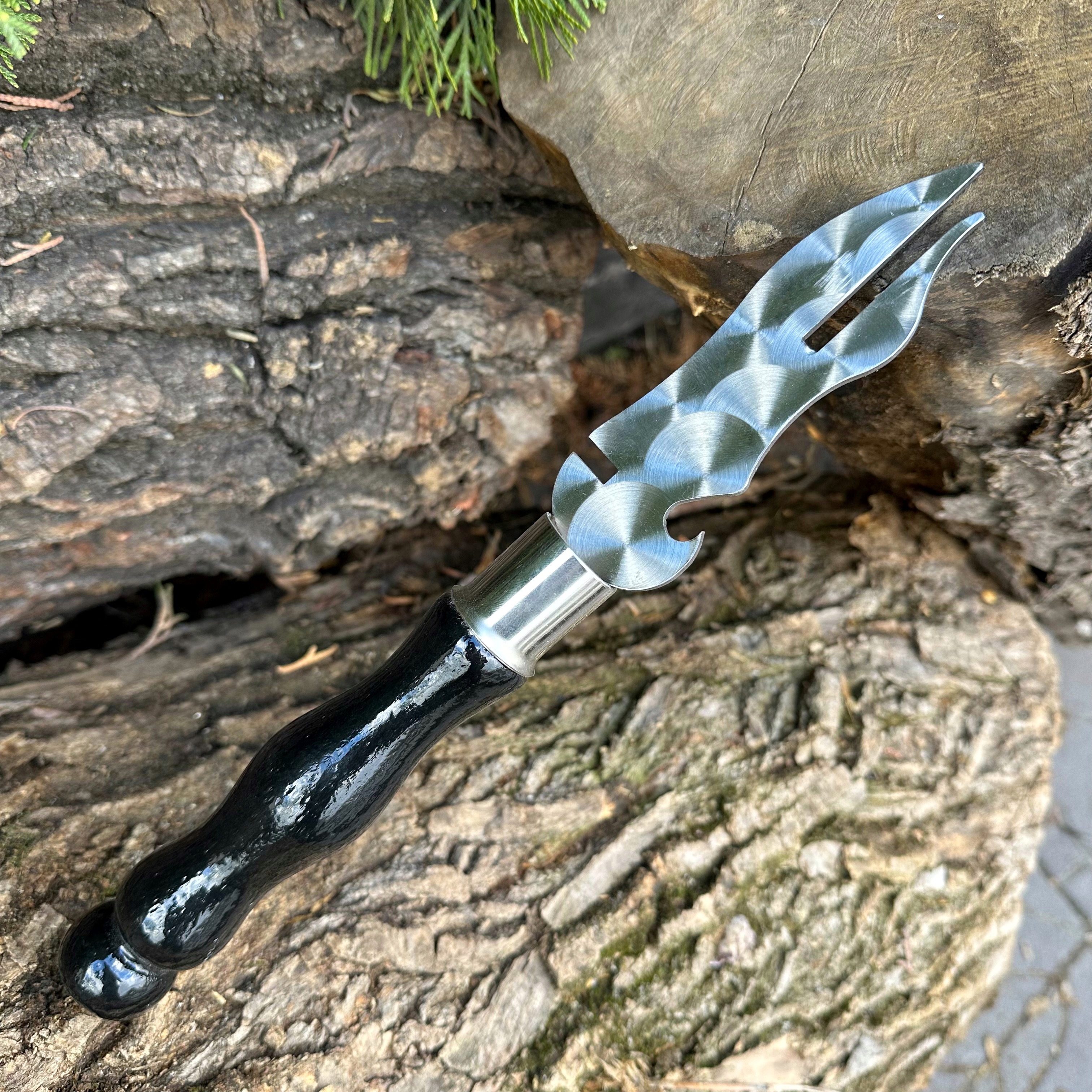 Вилка з дерев'яною ручкою для зняття м'яса 280х2мм світла-copy