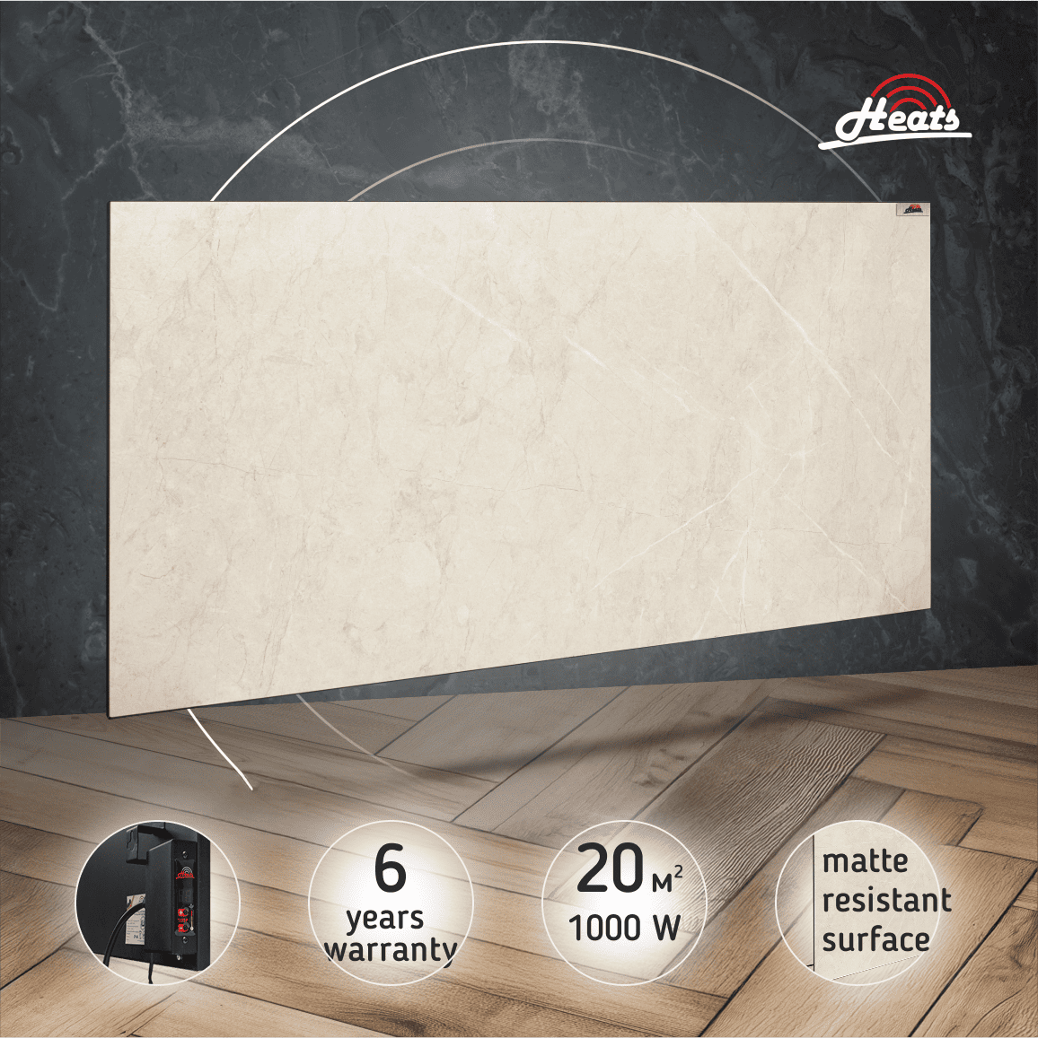Ceramic Heater Heats 1000 Stone with Thermostat