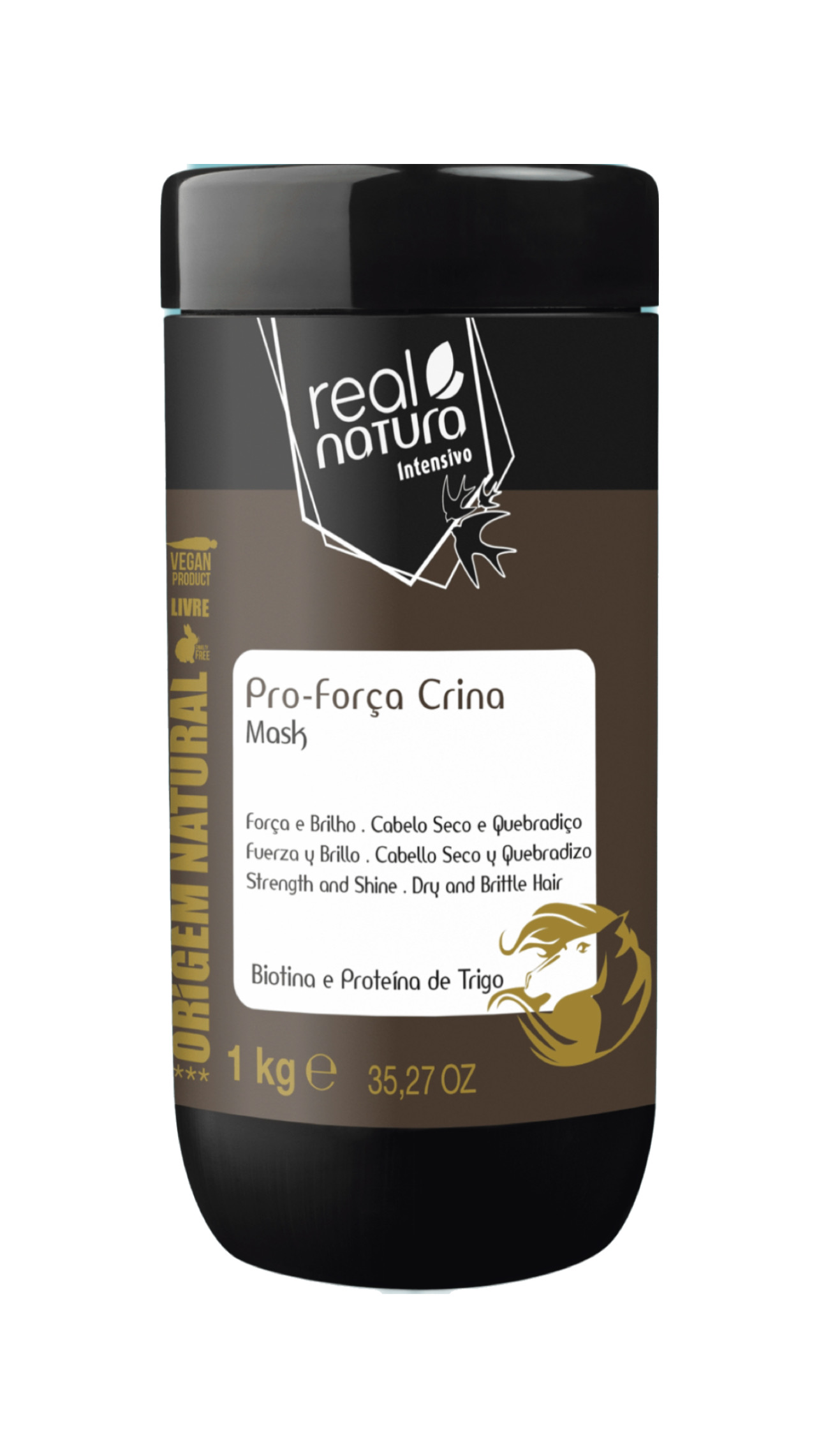 Маска Real Natura SEM SAL PRO-FORÇA CRINA для зміцнення ламкого волосся 1000 мл