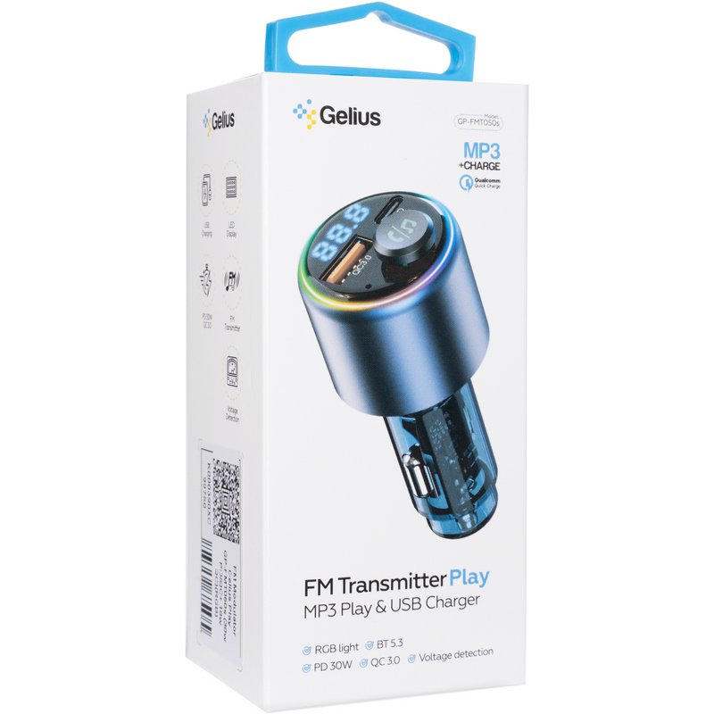 FM-модулятор Gelius Play GP-FMT050s 30W PD/18W QC (RGB)