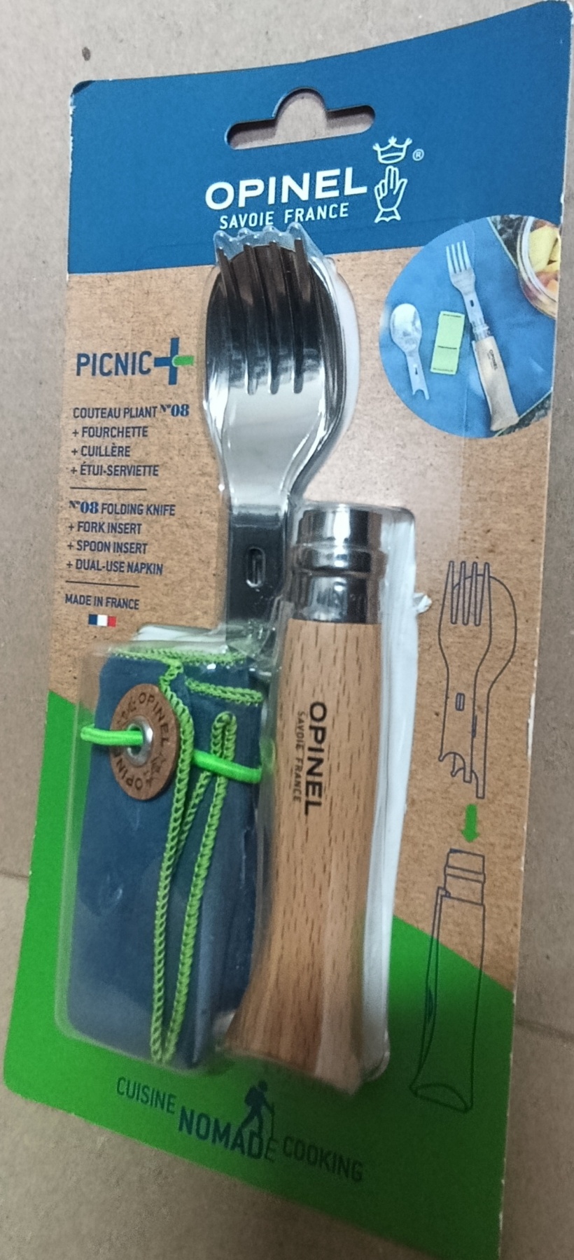 Набір Opinel Nomad Picnic Plus + ніж 08, блістер
