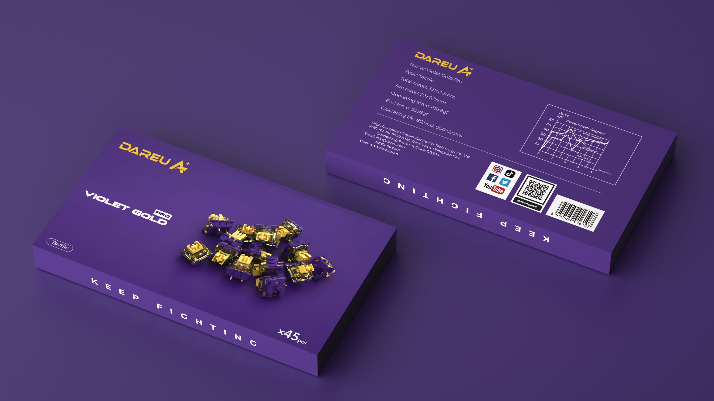Тактильні перемикачі DAREU VIOLET GOLD PRO-TACTILE