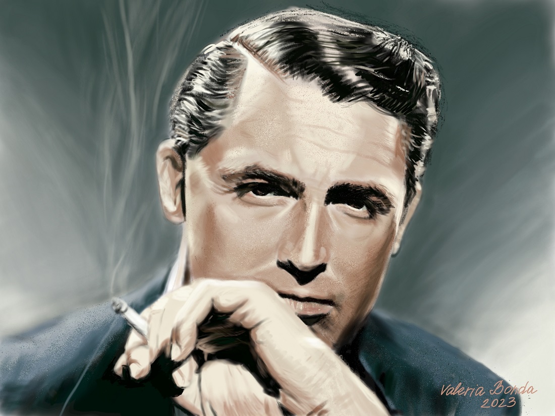 "Cary Grant". Original digital print by Valeria Bonda, printed on a hoodie (unisex)