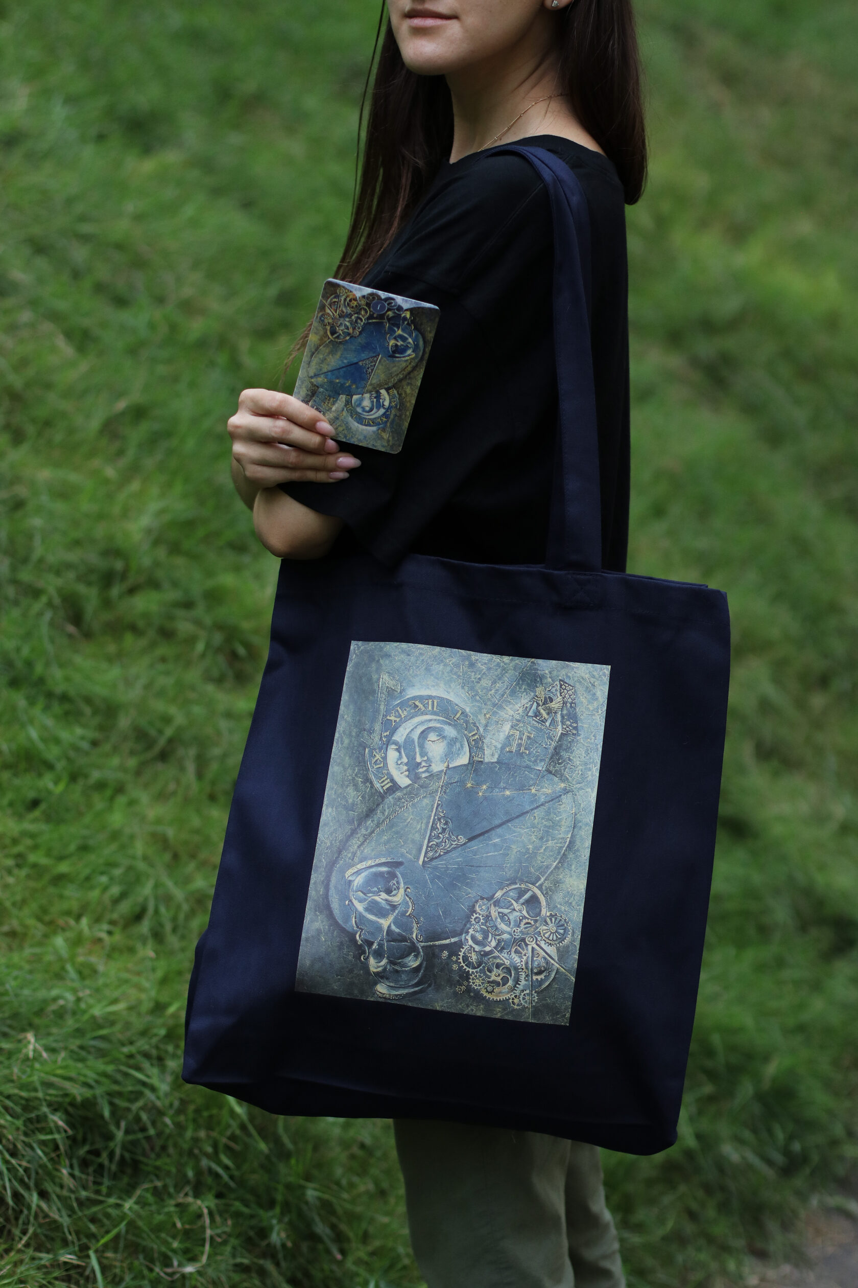 Dark blue «Clock» shopper bag