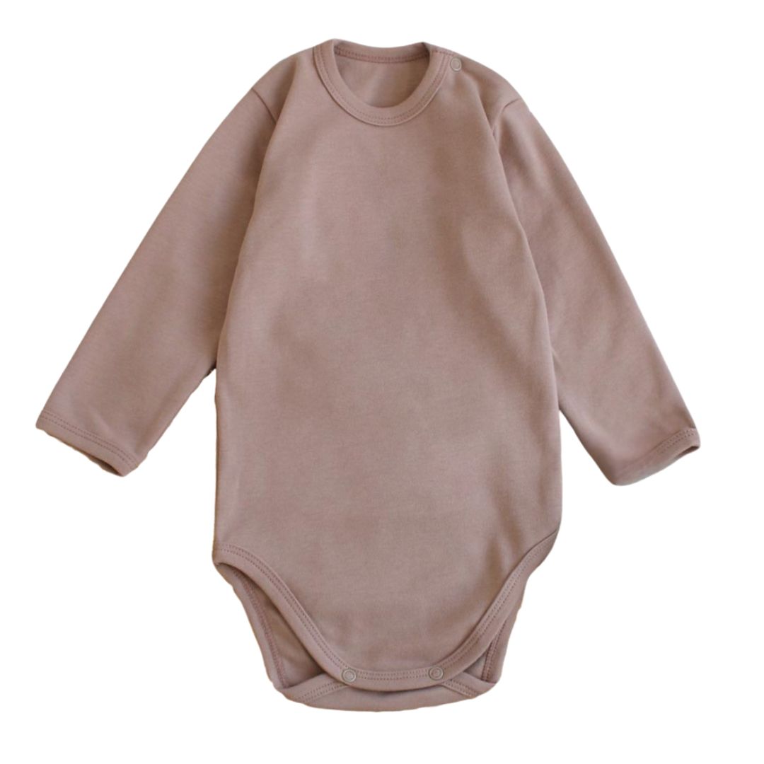 Дитячий боді кавового кольору на довгий рукав