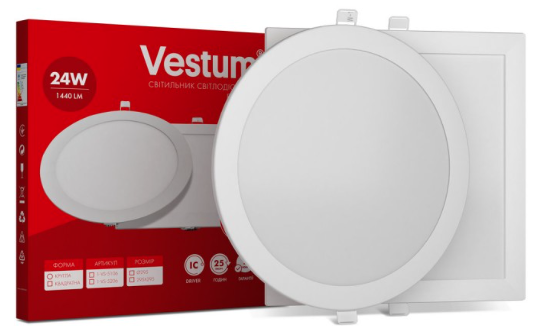 Світильник LED врізний круглий Vestum 24W 4000K 220V