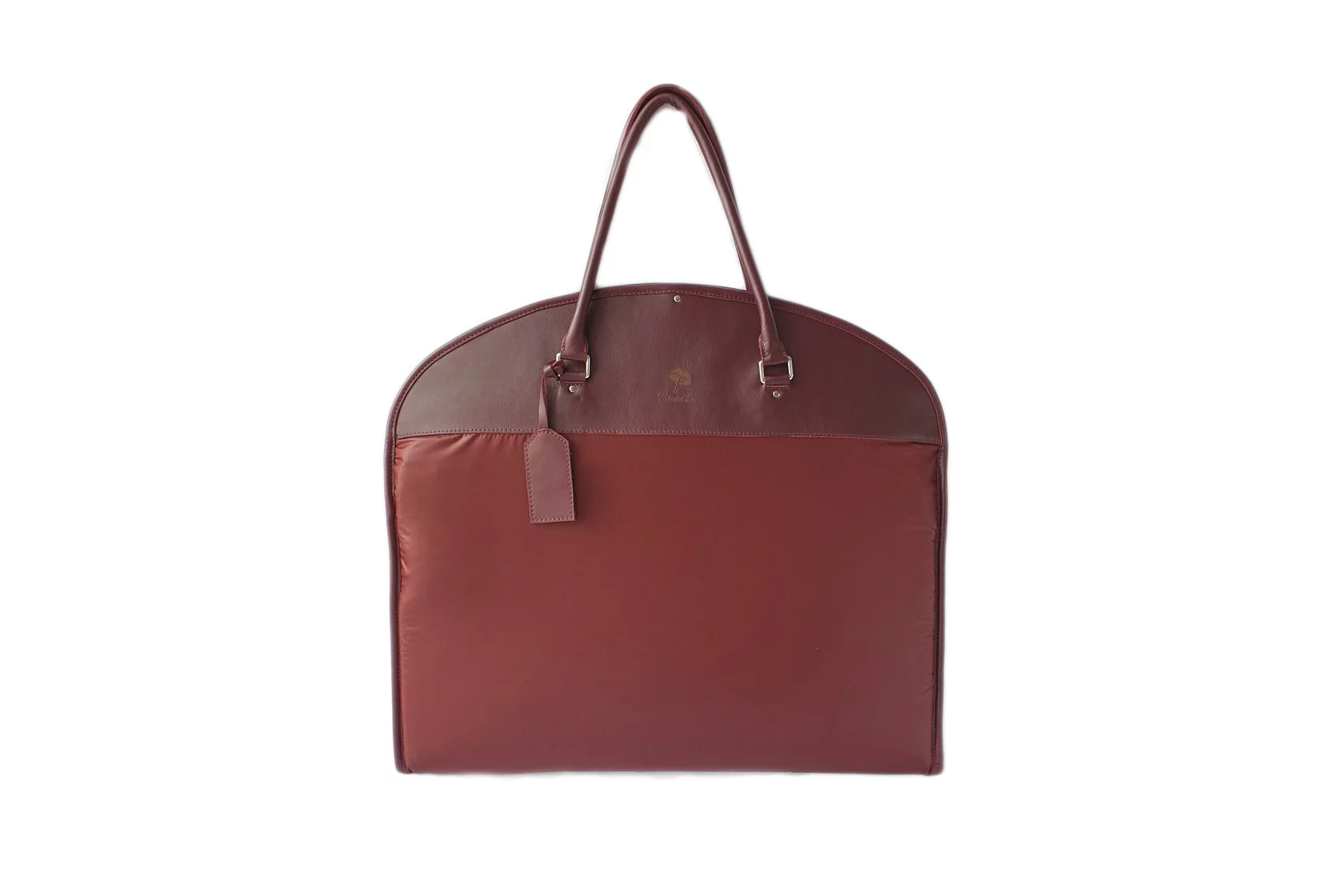 Genuine Leather Garment Bag Bordeaux Gold