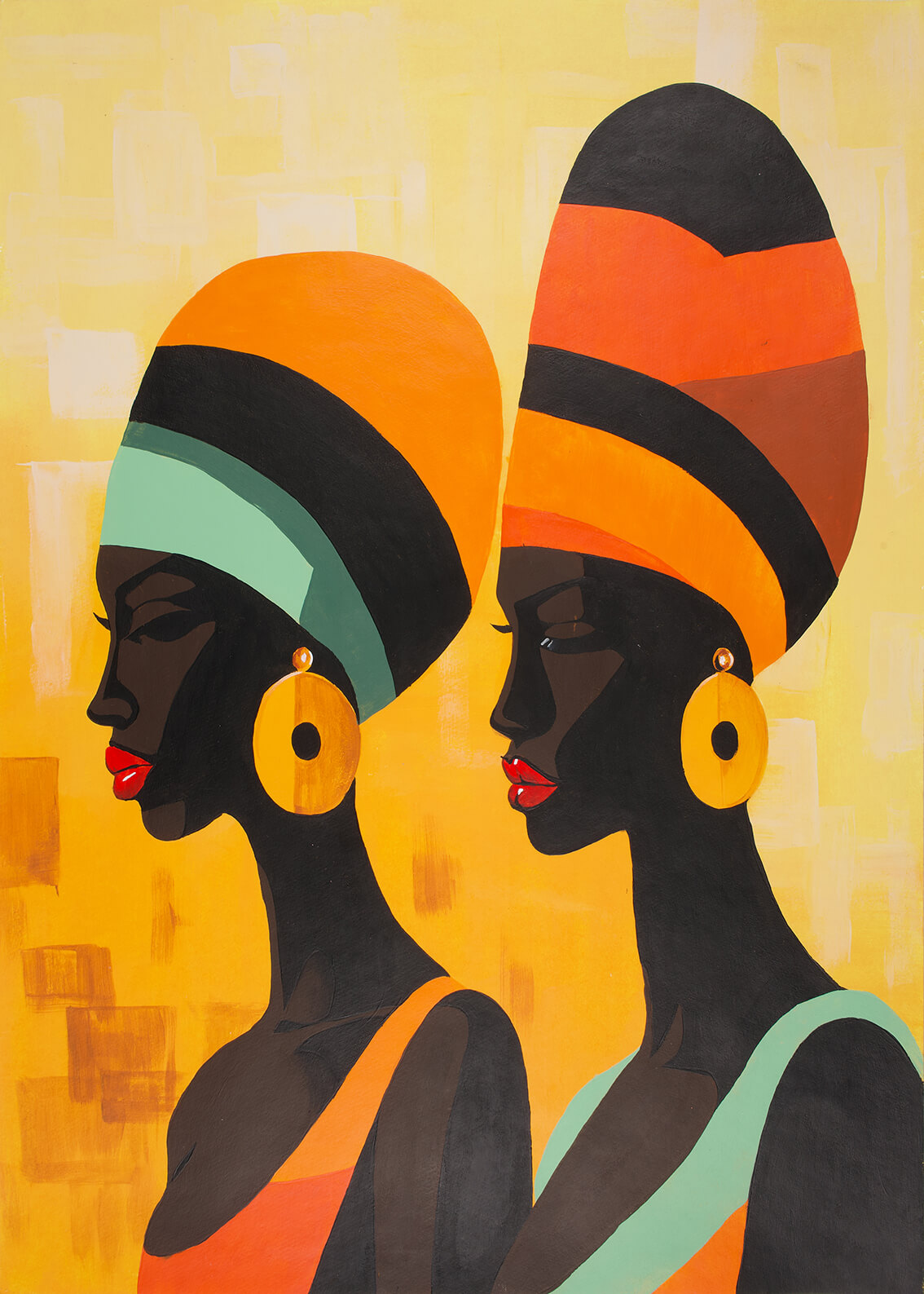 African girls, 42x30 cm original acrylic painting on paper
