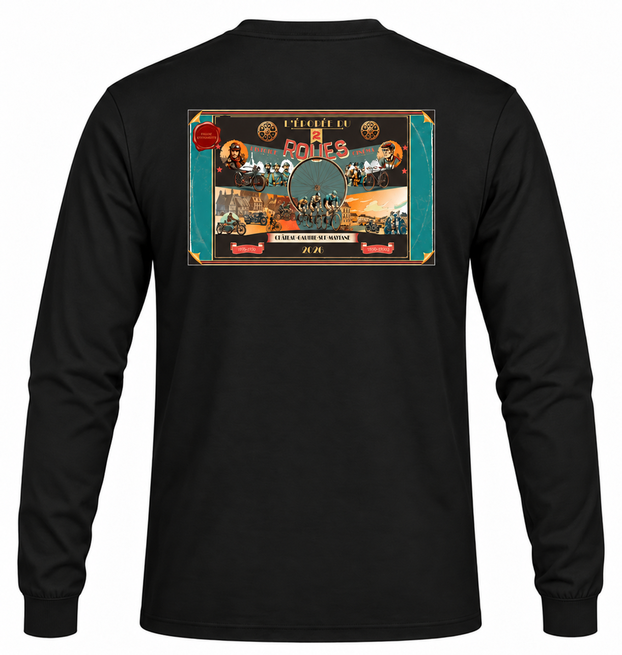 T-shirt manches longues Affiche – L’Épopée du 2 Roues - Noir