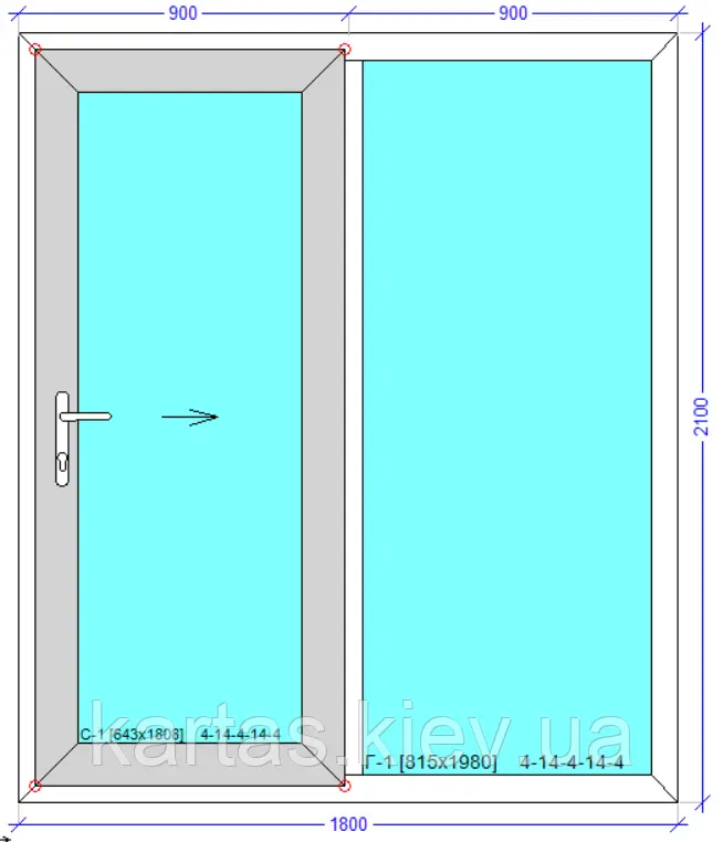 Розсувні двері 1800*2100 - 76 профіль