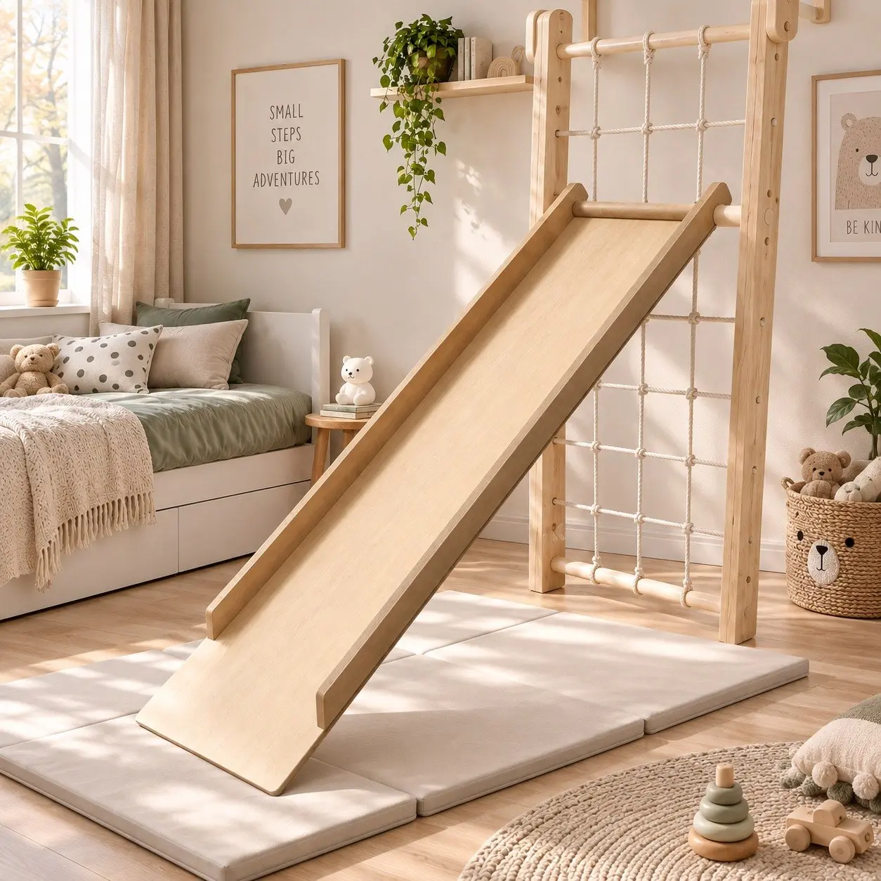 Rutsche Natur – Holzrutsche für Indoor-Spielgeräte