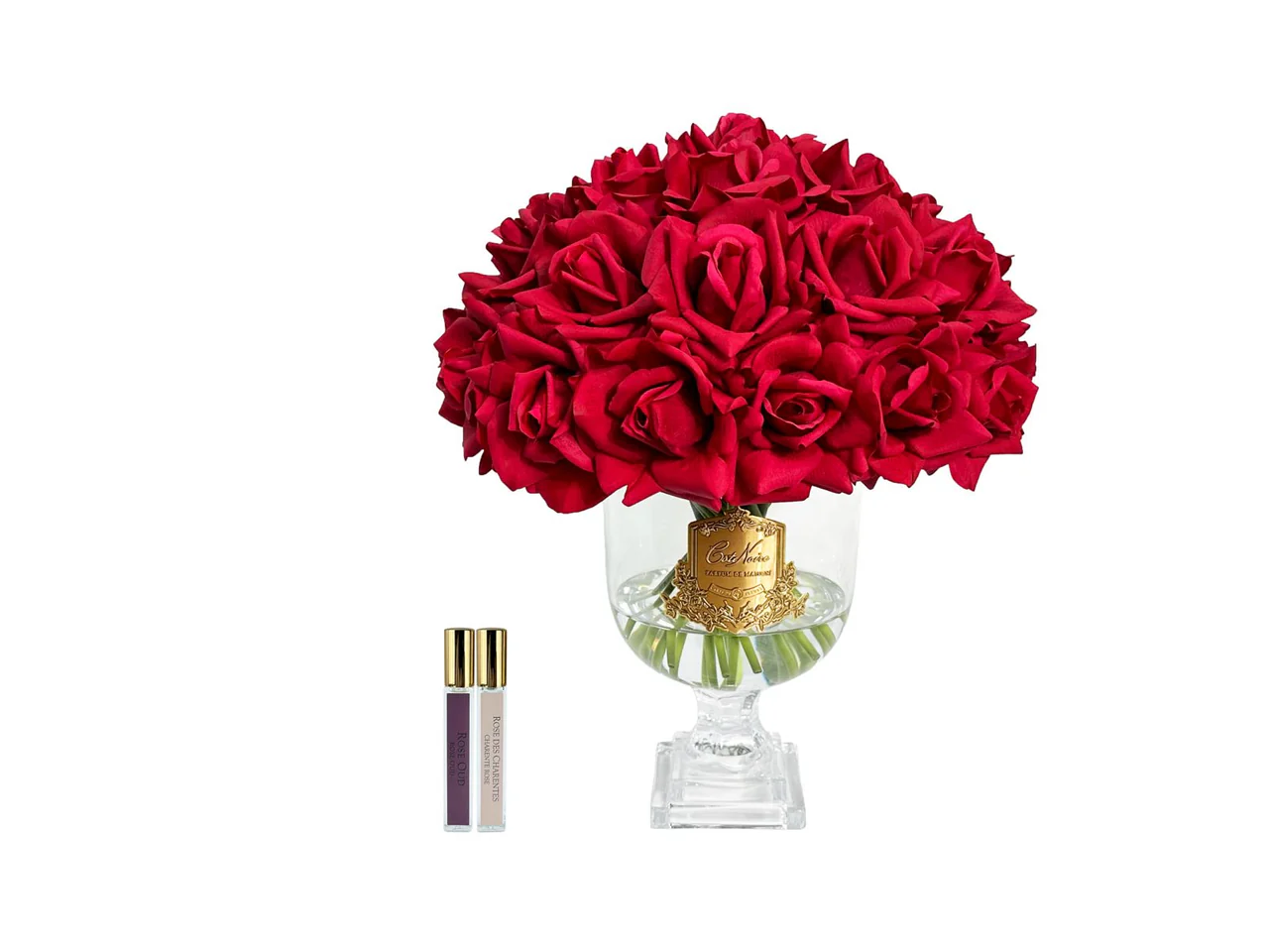 Розкішний букет троянд Versailles червоний із золотим акцентом — Luxury Versailles Rose Bouquet Аромаквіт  Cote Noire
