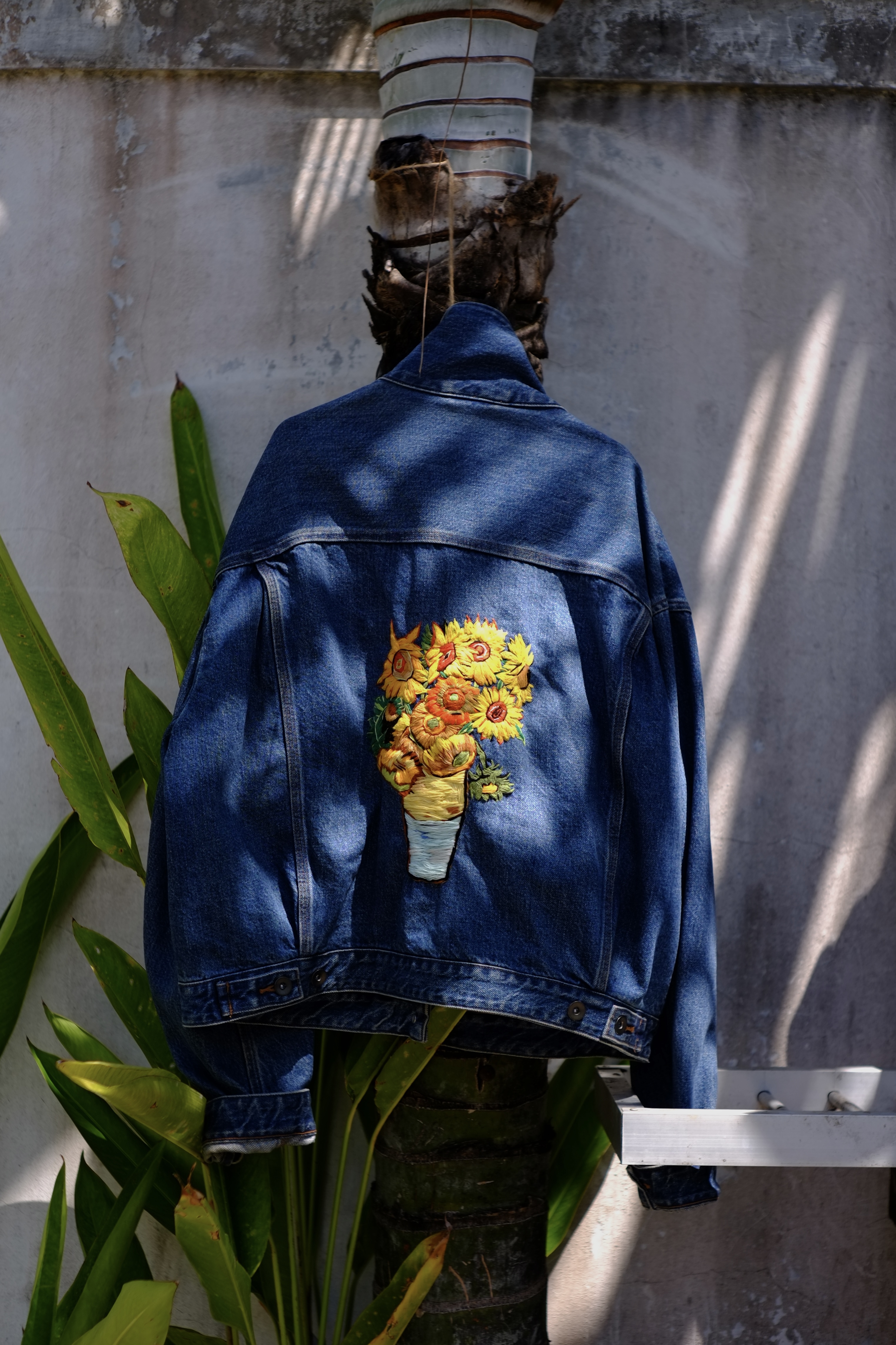 Denim jacket with flowers
