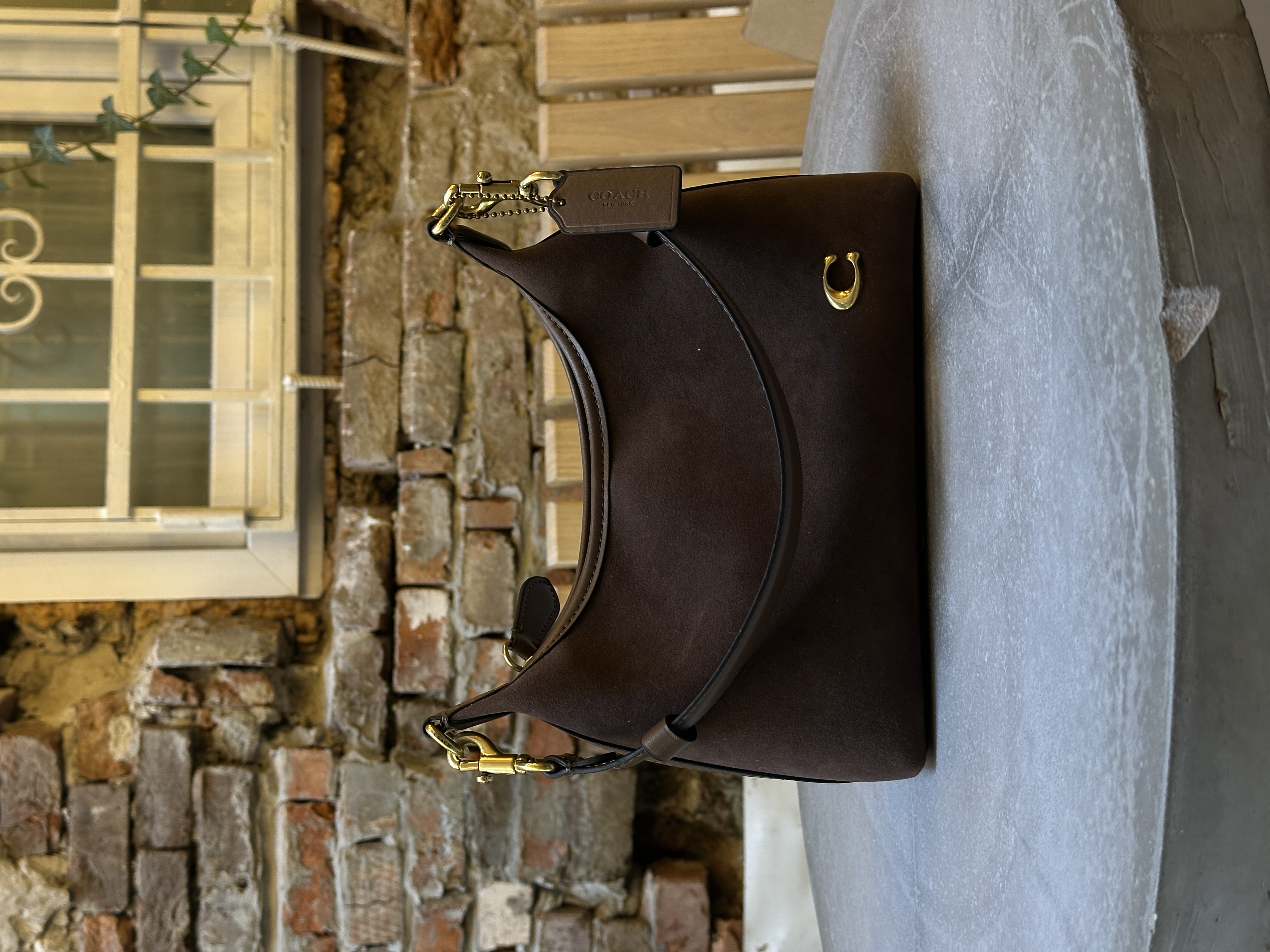 Coach Juliet Shoulder Bag Brown Suede