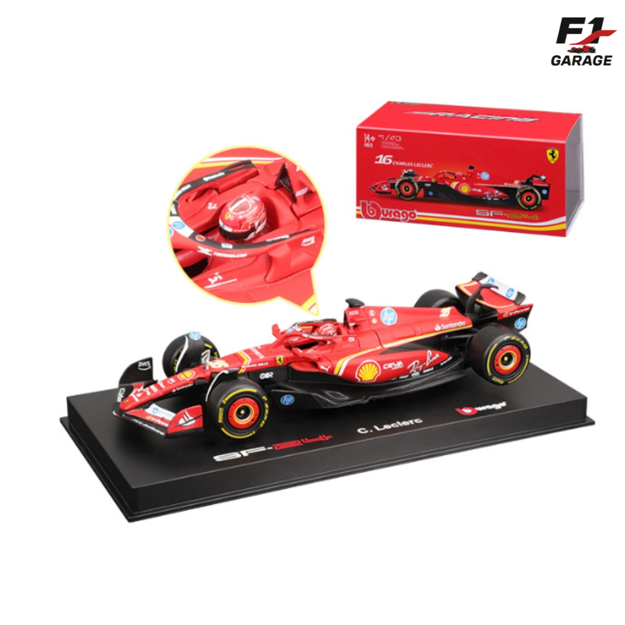 Burago Ferrari SF-24 Charles Leclerc, 1:43, 2024 з пілотом