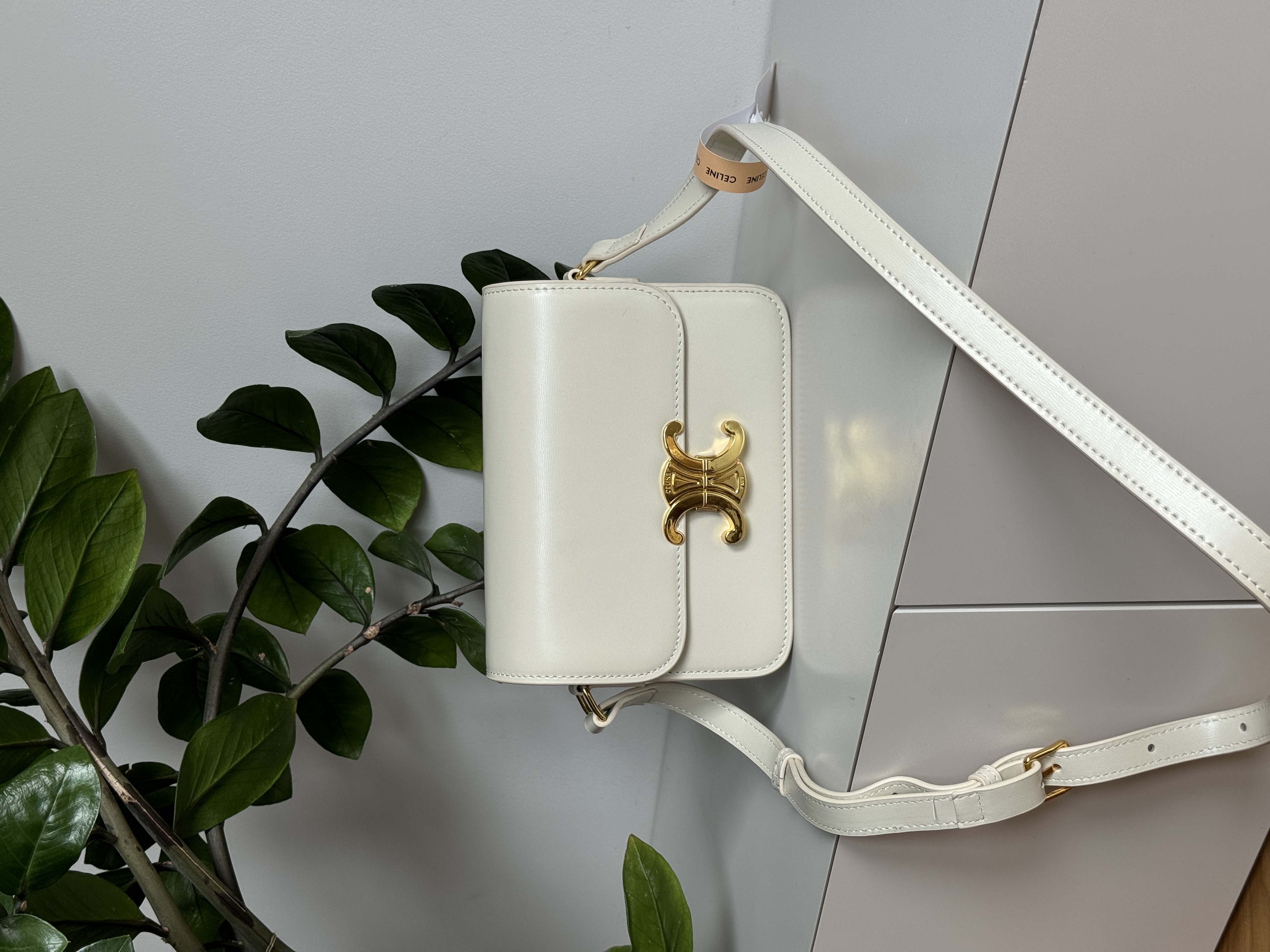 Celine Teen Triomphe Bag Cream in Shiny Calfskin