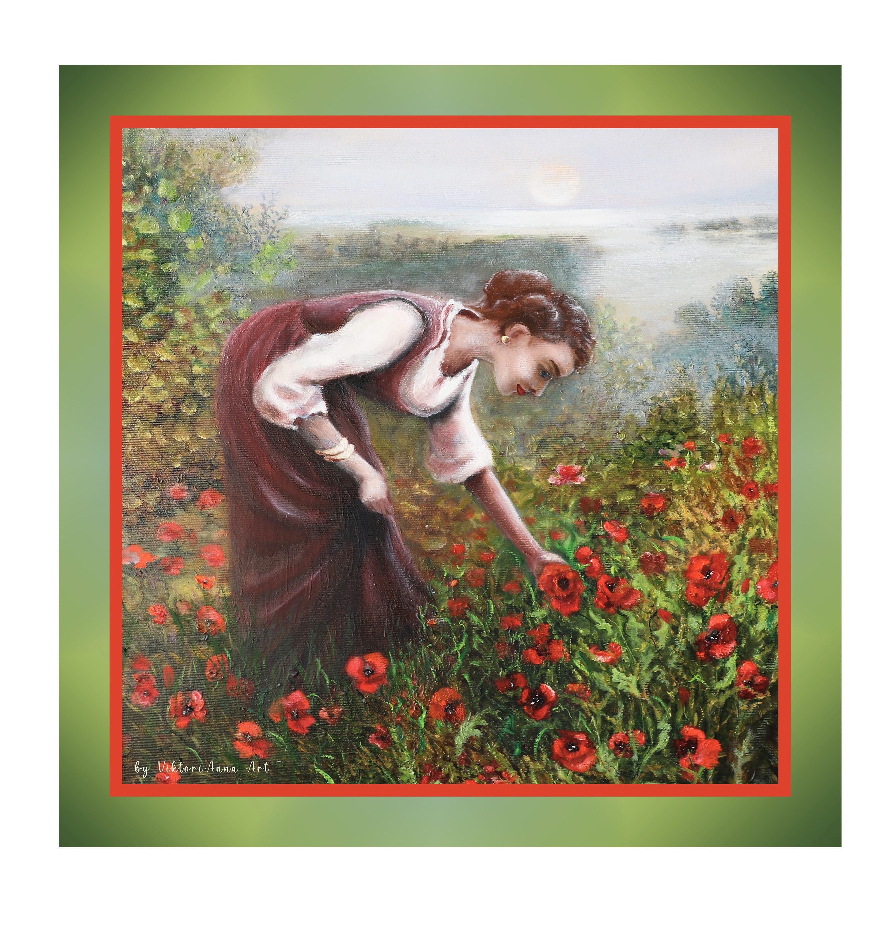 Хустка "Дівчина з маками"