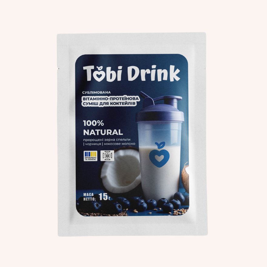TOBI Drink Пророщене зерно спельти • Чорниця • Кокосове молоко, 15г.